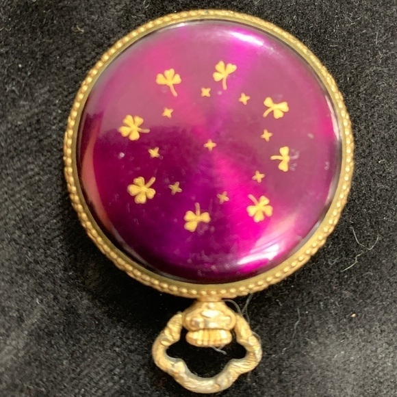 Nadine Spirotor KIF || Rare Vintage Purple Gold Swiss Pocket Watch Pendant Works Rare Nadine Pendant Watch With Floral Back - Etsy main image 3